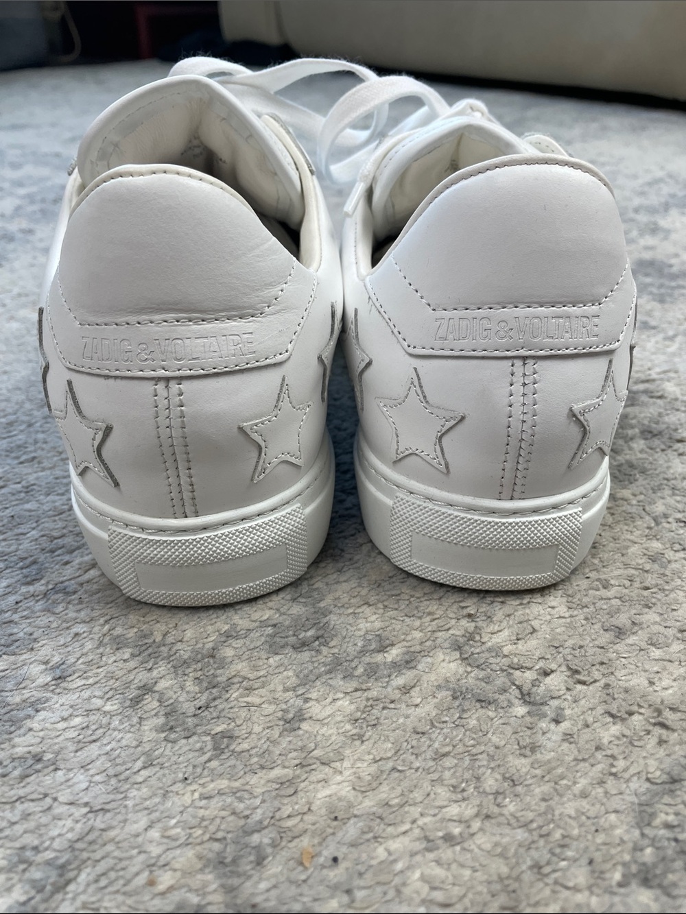 New Zadig & Voltaire Star Smooth Leather Low Top Sneakers White Sz 41 - Picture 7 of 11